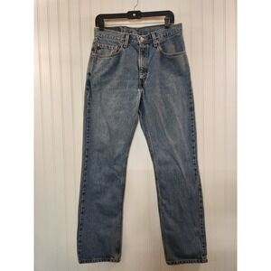 Levis 505 Reg Fit Straight Leg Blue Denim Jeans Men 32x32 Outdoor Casual Rugged